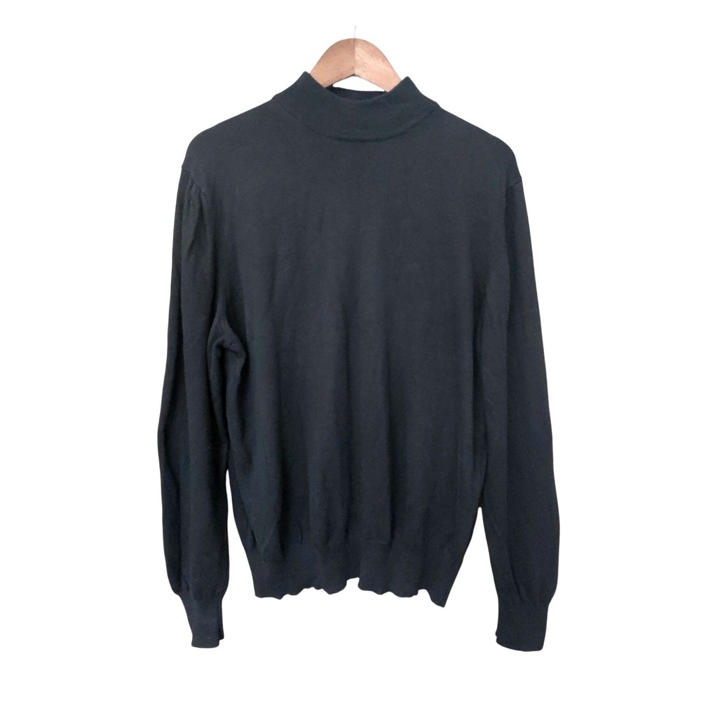 Neiman Marcus Mens Black Mock Neck Cotton Rayon Sweater Made in Italy Size S